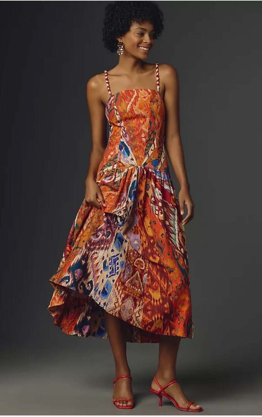 Farm Rio for Anthropologie Size M Ikat Print Midi Dress - Price is Firm